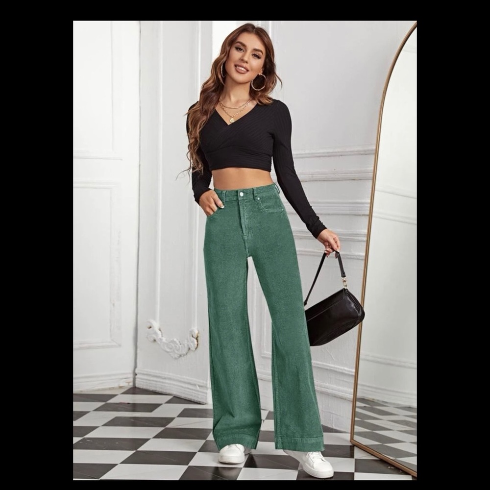 Green corduroy pants